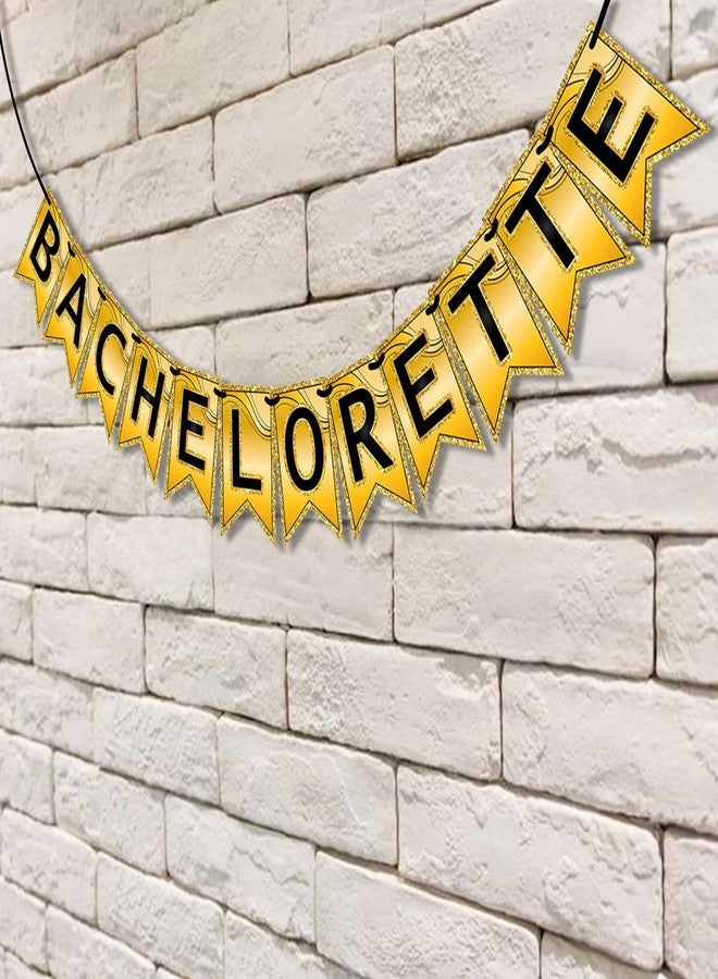 WOBBOX Bachelorette Bunting Banner, Bridal Shower Decorations, Bachelorette Party Banner For Bride & Groom, Bachelorette Party Decorations Items- Black & Golden Glitter Bachelorette - Image 4